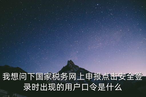 我想問(wèn)下國(guó)家稅務(wù)網(wǎng)上申報(bào)點(diǎn)擊安全登錄時(shí)出現(xiàn)的用戶(hù)口令是什么