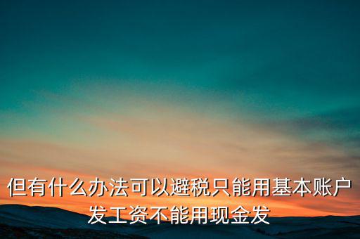 什么是國稅存量賬戶，但有什么辦法可以避稅只能用基本賬戶發(fā)工資不能用現(xiàn)金發(fā)