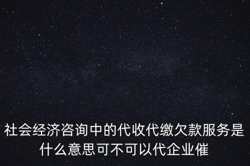 社會(huì)經(jīng)濟(jì)咨詢(xún)中的代收代繳欠款服務(wù)是什么意思可不可以代企業(yè)催