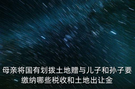 土地贈送要交什么稅，母親將國有劃撥土地贈與兒子和孫子要繳納哪些稅收和土地出讓金
