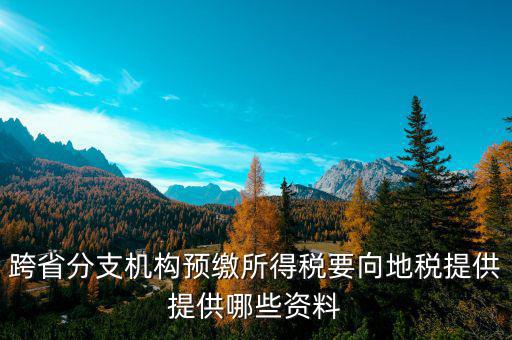 跨省分支機構(gòu)預繳所得稅要向地稅提供提供哪些資料
