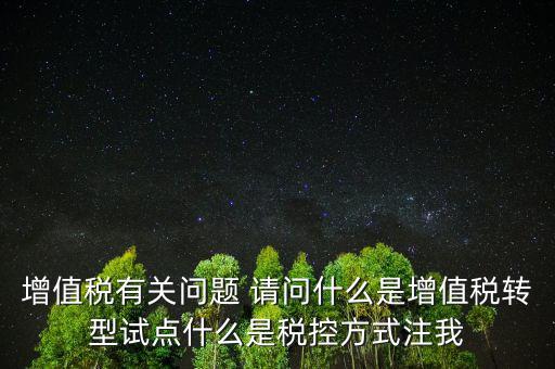 增值稅有關(guān)問(wèn)題 請(qǐng)問(wèn)什么是增值稅轉(zhuǎn)型試點(diǎn)什么是稅控方式注我