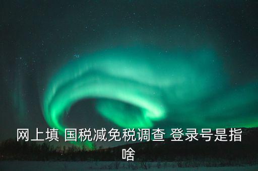 稅收調(diào)查網(wǎng)上是什么，網(wǎng)上填 國稅減免稅調(diào)查 登錄號是指啥