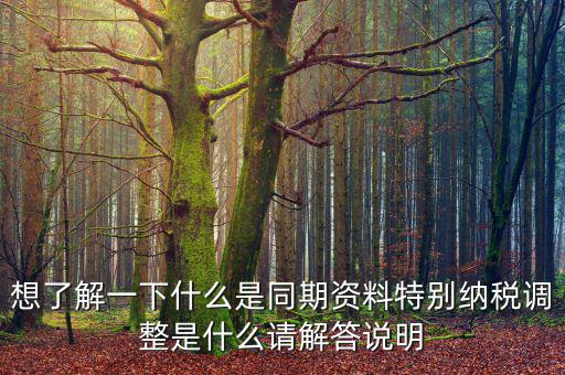 關聯(lián)申報同期資料是什么，想了解一下什么是同期資料特別納稅調整是什么請解答說明