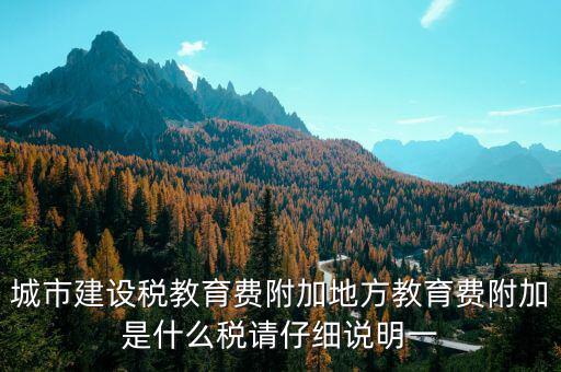 地方附加稅是什么，城市建設(shè)稅教育費(fèi)附加地方教育費(fèi)附加是什么稅請仔細(xì)說明一