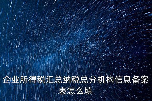 企業(yè)所得稅匯總納稅總分機構信息備案表怎么填