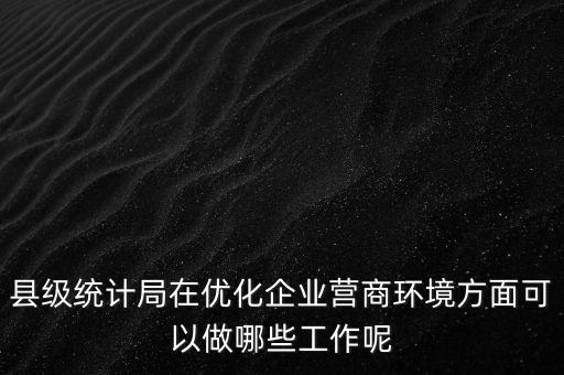 縣級(jí)統(tǒng)計(jì)局在優(yōu)化企業(yè)營商環(huán)境方面可以做哪些工作呢
