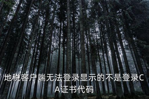 地稅客戶(hù)端無(wú)法登錄顯示的不是登錄CA證書(shū)代碼