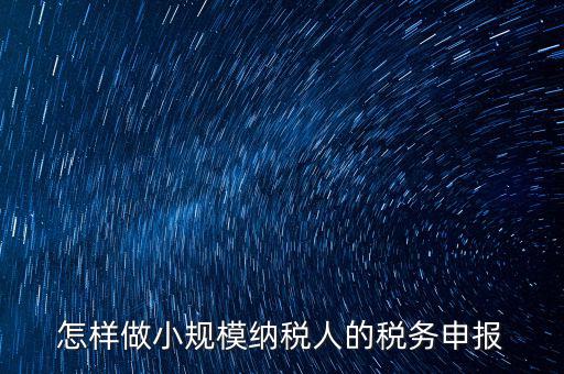 小規(guī)模納稅人水利基金如何申報，怎樣做小規(guī)模納稅人的稅務申報