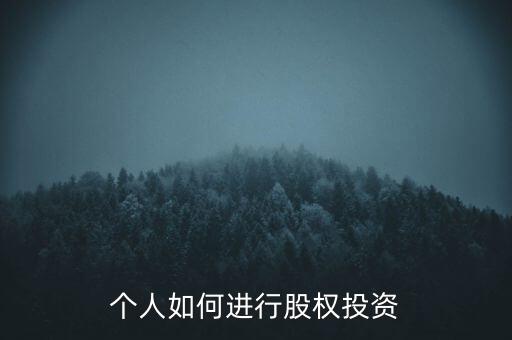 個人如何進(jìn)行股權(quán)投資