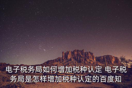 電子國稅如何增加稅種，怎么在四川電子稅務(wù)局增加稅種