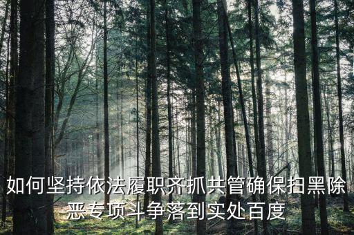 如何堅持依法履職齊抓共管確保掃黑除惡專項(xiàng)斗爭落到實(shí)處百度