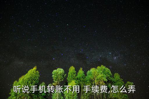 聽說手機轉(zhuǎn)賬不用 手續(xù)費,怎么弄