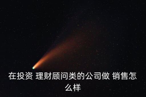 在投資 理財(cái)顧問(wèn)類的公司做 銷售怎么樣