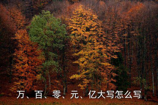 萬、百、零、元、億大寫怎么寫