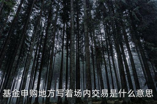 基金場內(nèi)交易是什么意思，什么是基金場內(nèi)交易