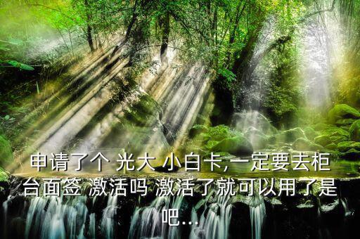 申請了個(gè) 光大 小白卡,一定要去柜臺(tái)面簽 激活嗎 激活了就可以用了是吧...
