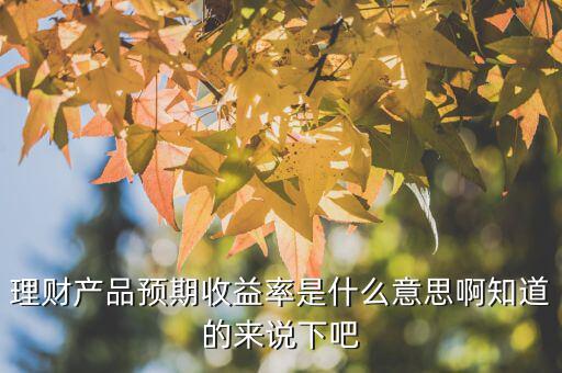 理財(cái)產(chǎn)品預(yù)期收益率是什么意思，理財(cái)產(chǎn)品預(yù)期收益率是什么意思啊知道的來說下吧
