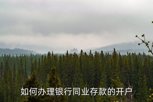 同業(yè)存款開(kāi)立什么賬戶(hù)，如何辦理銀行同業(yè)存款的開(kāi)戶(hù)