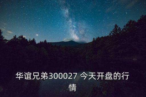 華誼兄弟什么時(shí)候開盤，華誼兄弟300027 今天開盤的行情