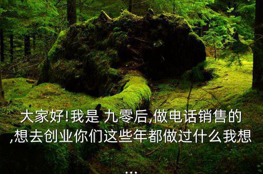 大家好!我是 九零后,做電話銷(xiāo)售的,想去創(chuàng)業(yè)你們這些年都做過(guò)什么我想...