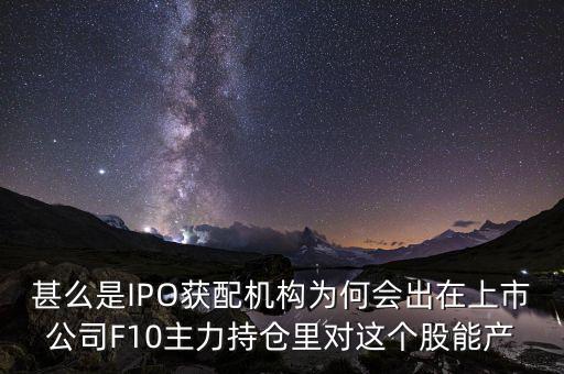 ipo獲配機構(gòu)什么意思，ipo配售是什么意思