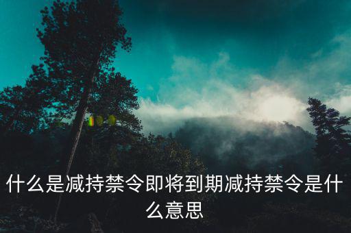減持禁令是什么意思，1月8號(hào)大股東減持是什么意思