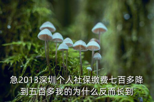 急2013深圳個人社保繳費(fèi)七百多降到五百多我的為什么反而長到