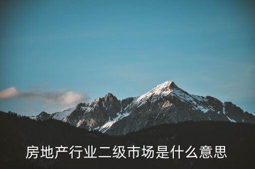 什么是二級行業(yè)，會計中所說的一級二級市場是指什么