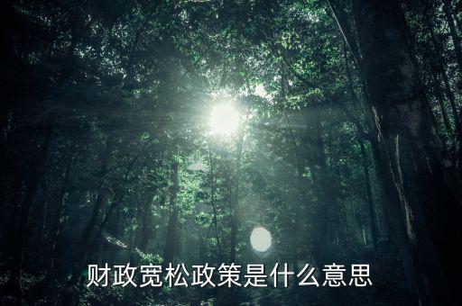 什么是寬松的財(cái)政政策，什么是寬松經(jīng)濟(jì)政策