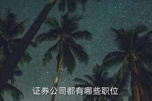 證券公司工會主席是什么職務，證券公司都有哪些職位 每個職位都是做什么的