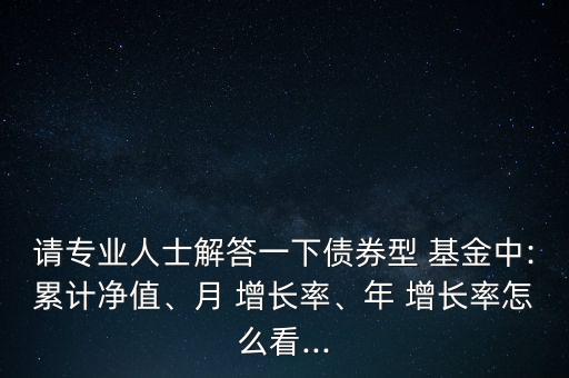 請專業(yè)人士解答一下債券型 基金中:累計(jì)凈值、月 增長率、年 增長率怎么看...