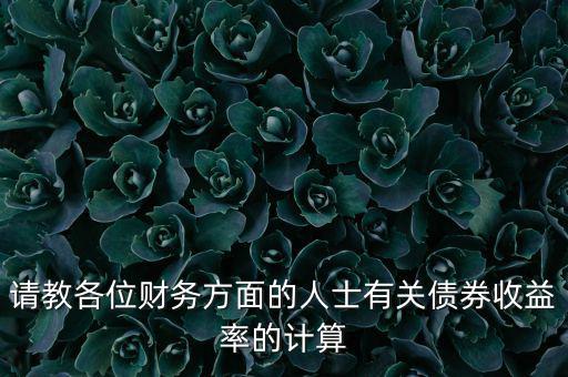 請教各位財務(wù)方面的人士有關(guān)債券收益率的計算