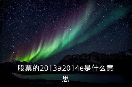 市盈率13a是什么意思，財(cái)務(wù)報(bào)表中13A 14E 是什么意思