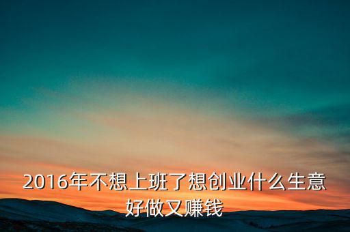 2016年什么生意好做賺錢，2016年不想上班了想創(chuàng)業(yè)什么生意好做又賺錢