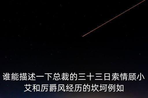 誰能描述一下總裁的三十三日索情顧小艾和厲爵風經歷的坎坷例如