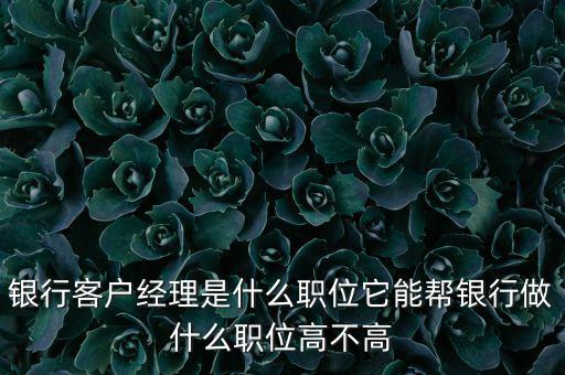 什么是銀行直銷客戶經(jīng)理，銀行客戶經(jīng)理是什么職位它能幫銀行做什么職位高不高