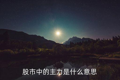 股票中的主力是指什么，股票中的主力是什么意思