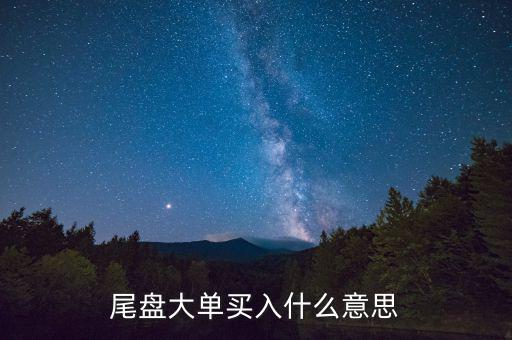 尾盤大買單什么意思，近尾盤掛大買單是啥意思