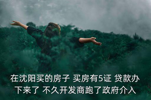 在沈陽(yáng)買(mǎi)的房子 買(mǎi)房有5證 貸款辦下來(lái)了 不久開(kāi)發(fā)商跑了政府介入