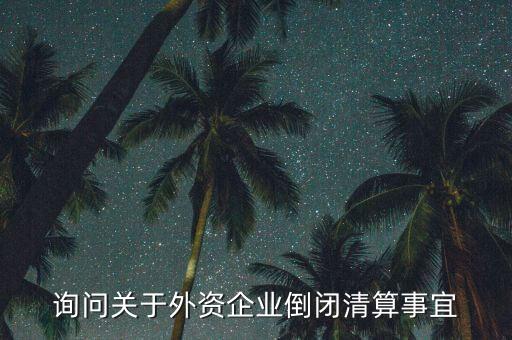 詢(xún)問(wèn)關(guān)于外資企業(yè)倒閉清算事宜