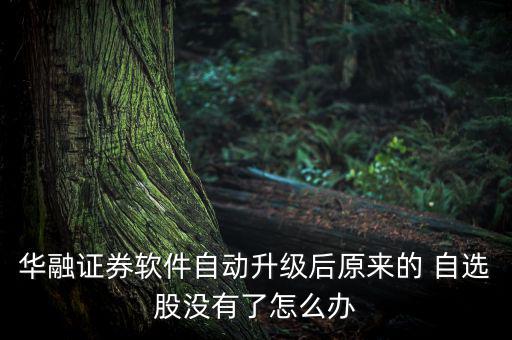 華融證券軟件自動(dòng)升級(jí)后原來(lái)的 自選股沒(méi)有了怎么辦