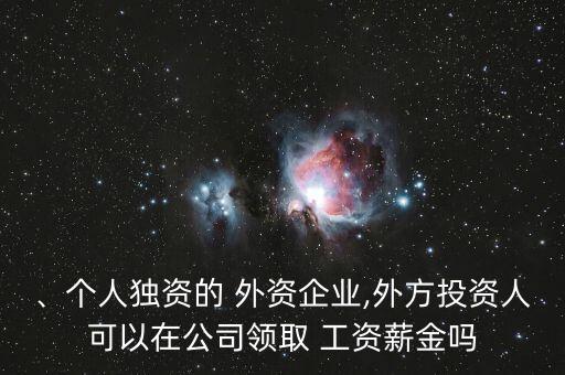 、個人獨資的 外資企業(yè),外方投資人可以在公司領(lǐng)取 工資薪金嗎