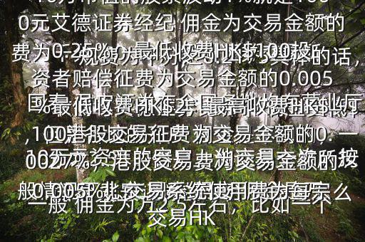  國泰 君安證券的平臺 傭金是怎么收的與艾德證券比哪個 傭金更低$ 國泰 君安證券在全國各地均有營業(yè)廳，但是各地的開戶 傭金是不同的，一般情況下北京 國泰 君安 傭金是萬分之2.53，但是上海證券交易所規(guī)費為千分之0.18，深圳證券交易所規(guī)費為千分之0.2175具體的話，一般 傭金為萬2.5左右，比如一個10萬元資產的客戶，他交易一次，按最高的 傭金比例也不過250元，而10萬市值的股票波動1%就是1000元艾德證券經紀 傭金為交易金額的0.25%，最低收費HK$100投資者賠償征費為交易金額的0.005%最低收費HK$2，最高收費HK$100港股交易征費為交易金額的0.0027%，港股交易費為交易金額的0.005%，交易系統(tǒng)使用費為每宗交易HK