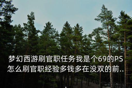 夢幻西游刷官職任務(wù)我是個(gè)69的PS怎么刷官職經(jīng)驗(yàn)多錢多在沒雙的前...