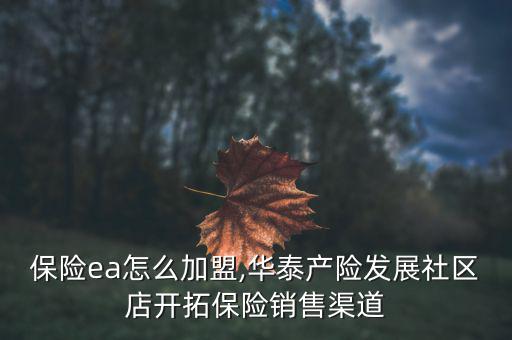 華泰保險ea怎么加盟,華泰產險發(fā)展社區(qū)店開拓保險銷售渠道