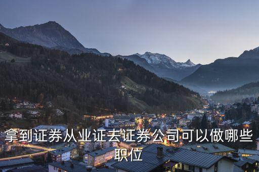 去宏信證券有限責(zé)任公司能做什么，拿到證券從業(yè)證去證券公司可以做哪些職位