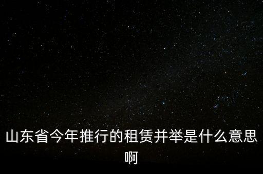 租售并舉是什么意思，山東省今年推行的租賃并舉是什么意思啊