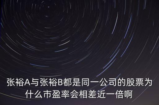 張?jiān)與張?jiān)都是同一公司的股票為什么市盈率會相差近一倍啊