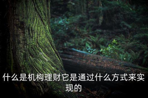 什么是機構理財，什么是第三方的理財機構